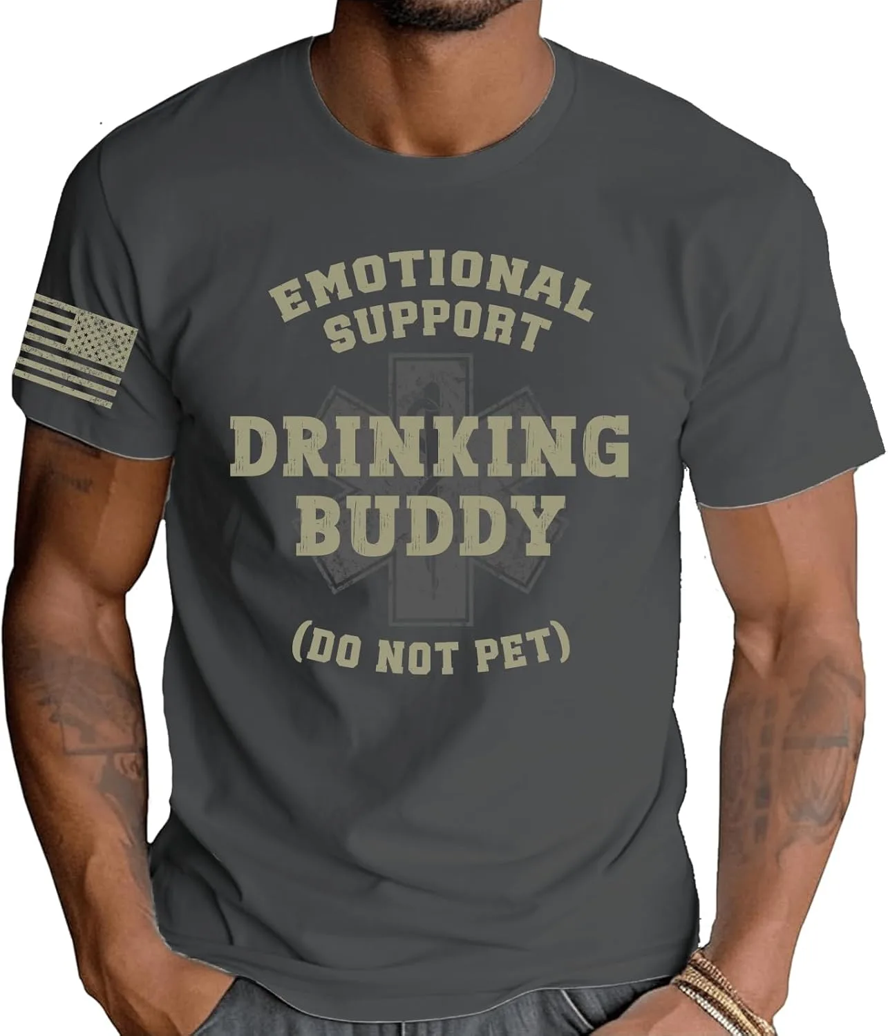 Футболка Emotional Support Drinking Buddy с принтом Generic, темно-серый