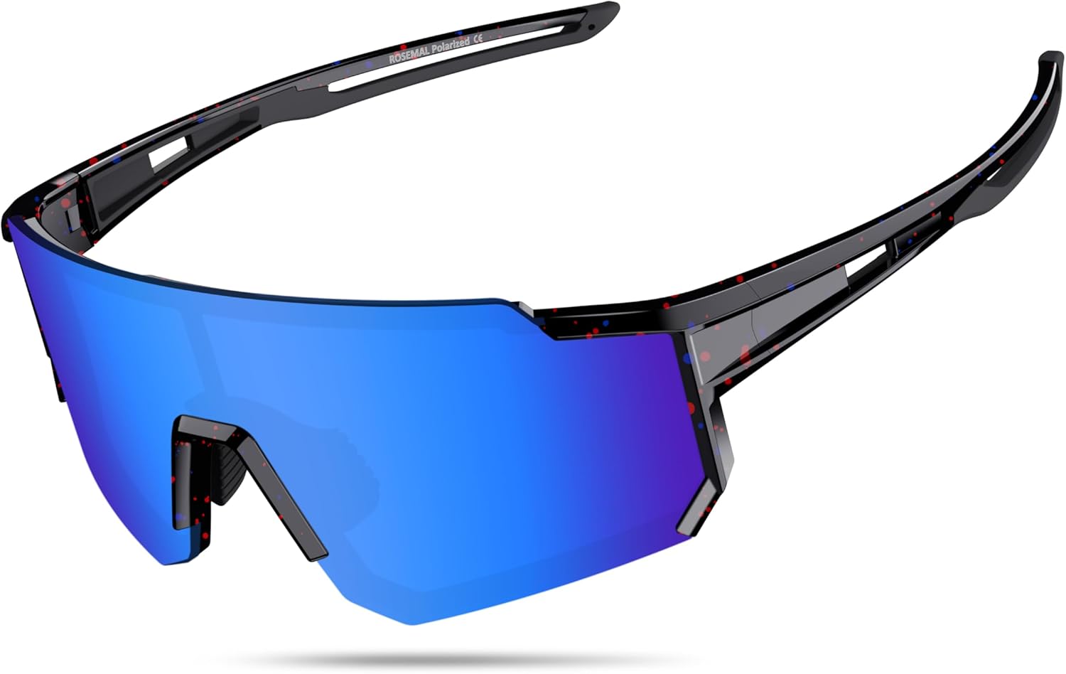 

Поляризованные спортивные солнцезащитные очки для мужчин, женщин и молодежи: бейсбол, бег, велоспорт, вождение, рыбалка, теннис, гольф, мотоцикл, TAC UV400 TR90 Rosemal, Spot Black Blue