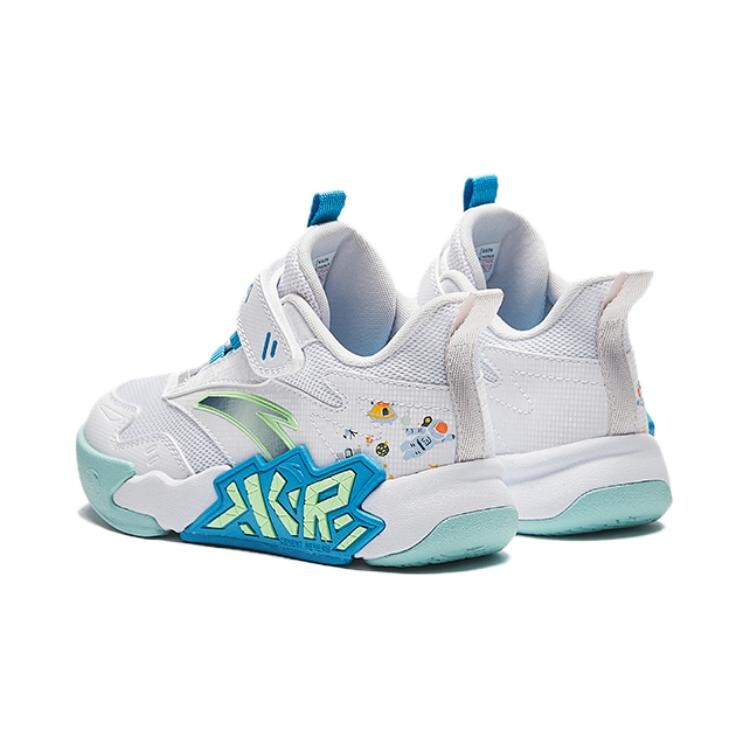 Баскетбольные кроссовки Cement Busters Kids PS Low-top ANTA белые/новые флуоресцентные светло-зеленые-1 Anta Kids, зеленый — фото 4