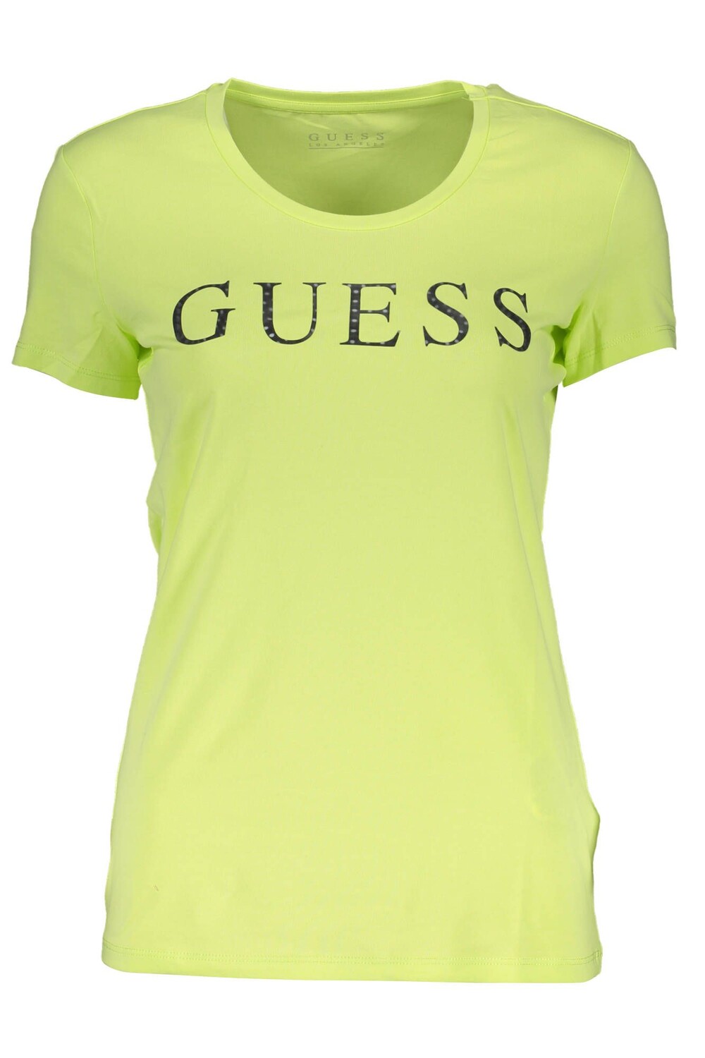 

Желтая хлопковая женская футболка Guess Shoes