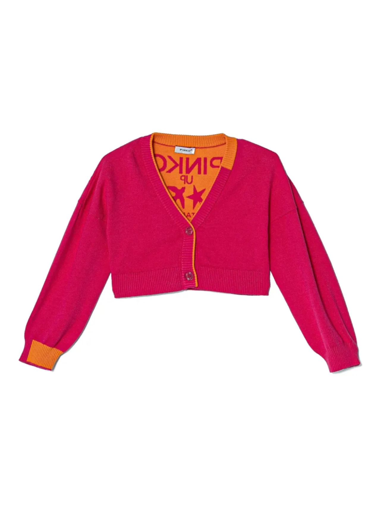 

Кардиган с логотипом в технике интарсия Pinko Kids, розовый