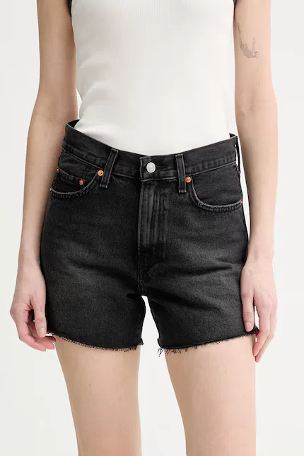Шорты джинсовые высокой посадки RIBCAGE A-LINE Levi's, черный
