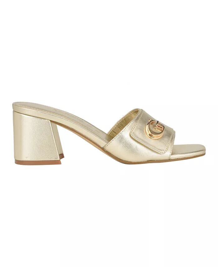 Женские босоножки Gallai Slip-On с открытым носком и блочным каблуком GUESS, золотой — фото 2