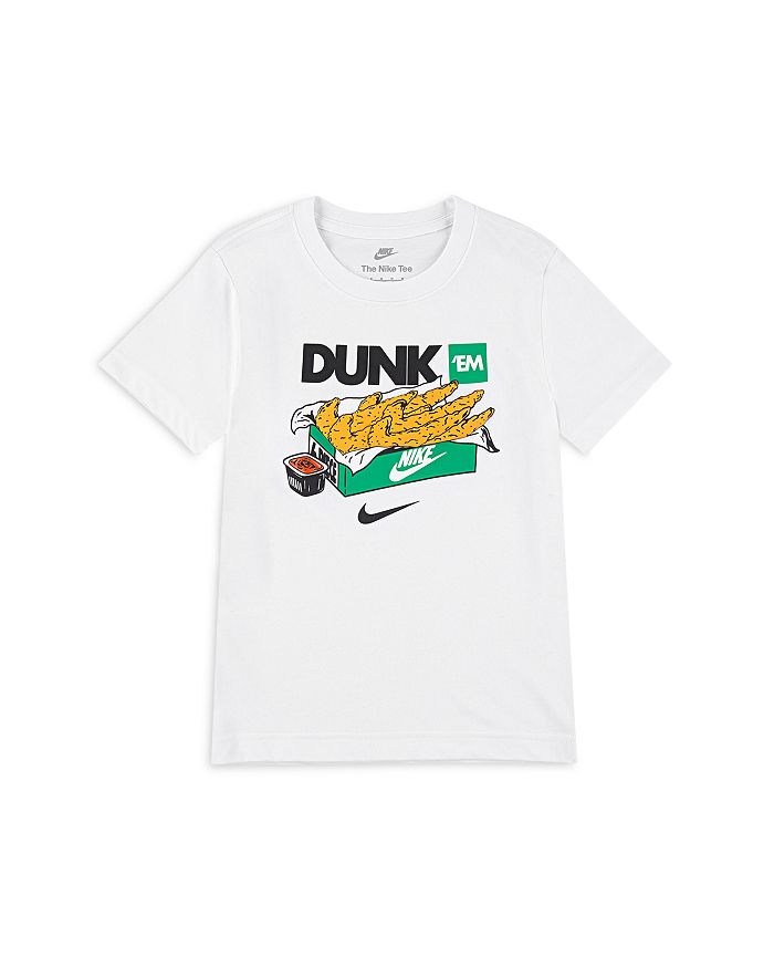 

Футболка с принтом "Dunk 'Em Tenders" для мальчиков - маленькие дети Nike, белый