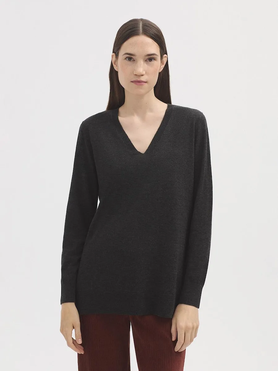 

Женский свитер с V-образным вырезом Nice Things, серый