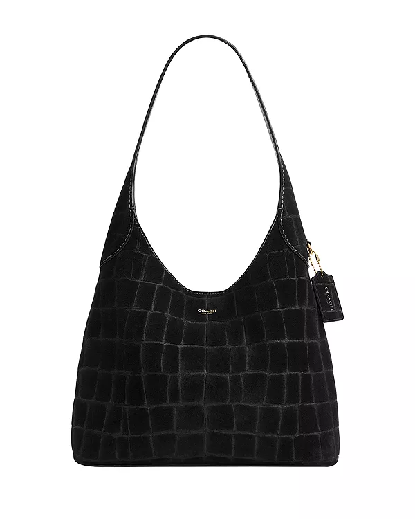 

Сумка через плечо Brooklyn из кожи с тиснением под крокодила, размер 28. Coach, черный