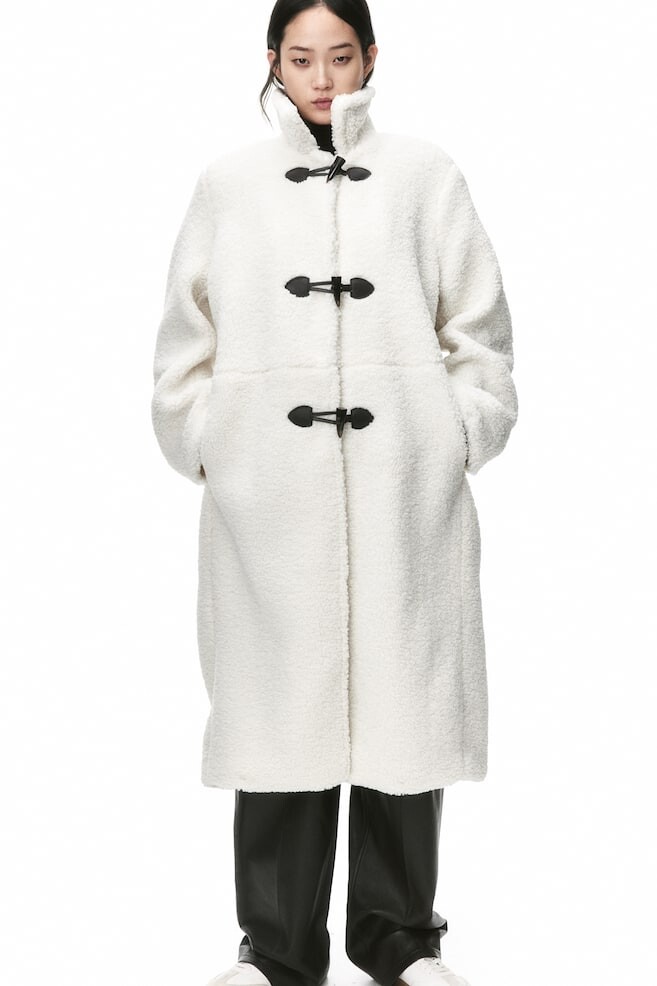 

Флисовое пальто тедди H&M, белый