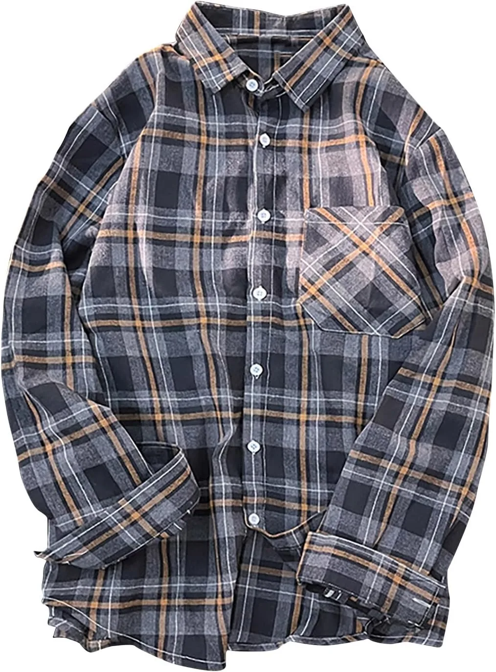 

Мужская рубашка с длинным рукавом на пуговицах, классическая клетчатая QUNPIU