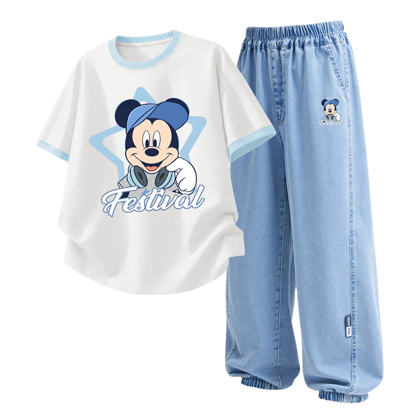 Детский спортивный костюм Disney Casual Sportswear Two Piece Set, кремово-голубой
