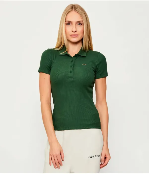 Поло Lacoste Полюс slim fit, бутылочно-зеленый