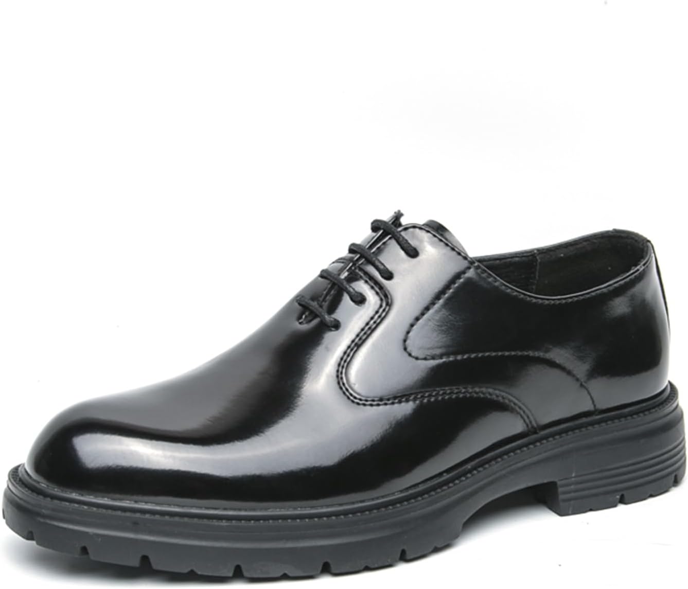 

Мужские кожаные туфли на платформе Oxford, классические с круглыми носками, шнуровкой, удобные, противоскользящие, повседневные Derby для работы, офиса и свадьбы Botrent, черный