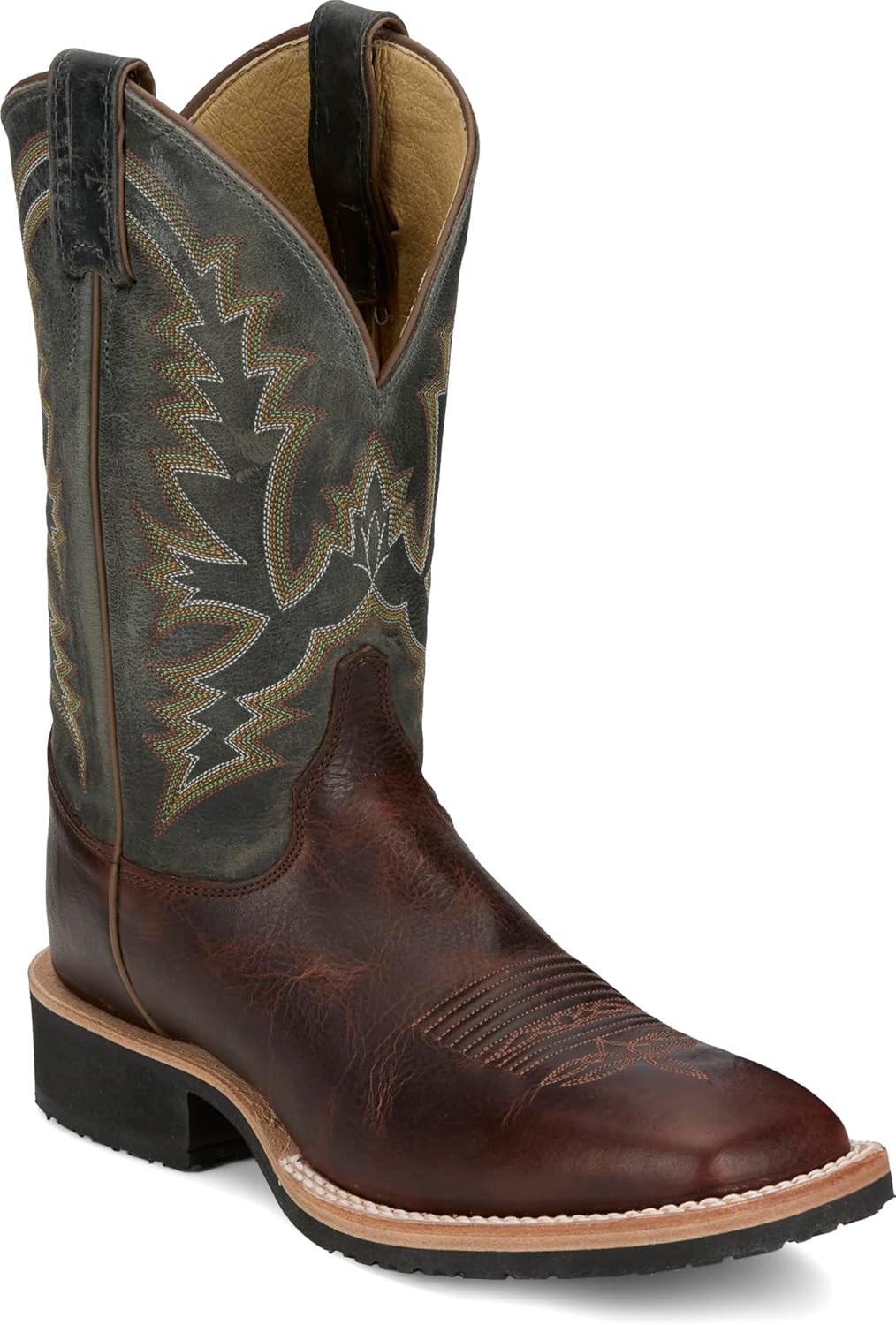 Мужские ковбойские сапоги Justin Rancho 11 Western Leather - прочные, классический дизайн, комфортная посадка, идеально подходят для ранчо и родео, Cognac — фото 3