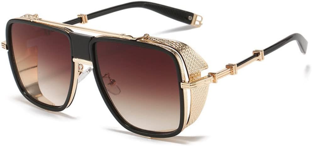 

Круглые солнцезащитные очки в стиле стимпанк для мужчин, ретро-очки с металлическим двойным пружинным механизмом для женщин, солнцезащитные очки UV400 LANGSER, Gold Tea