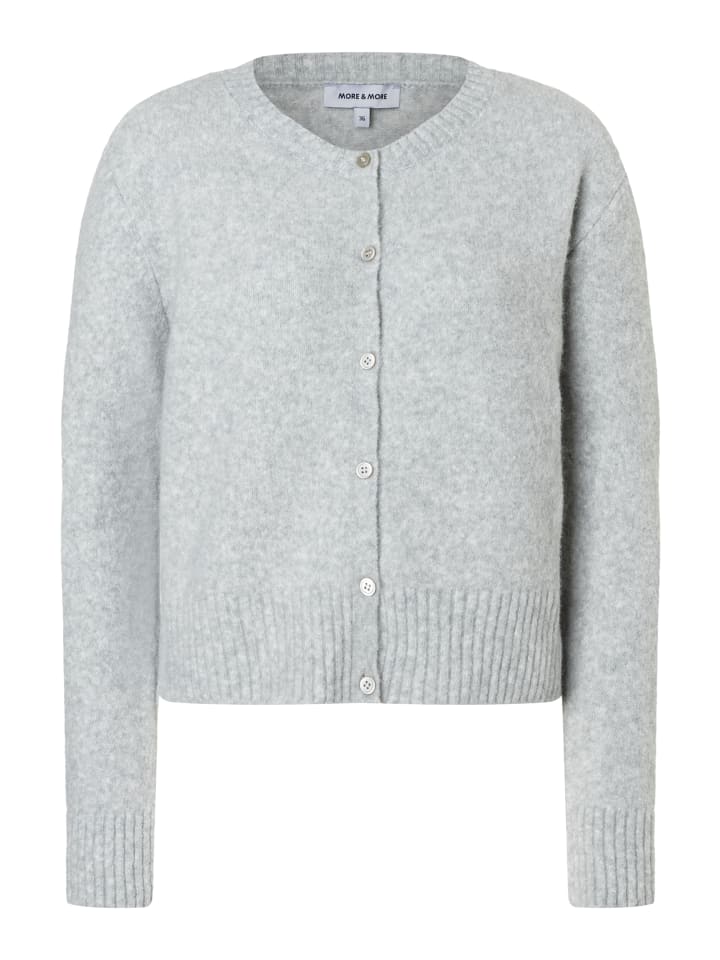 

Мягкий пушистый кардиган цвета серебристо-серый меланж More & More