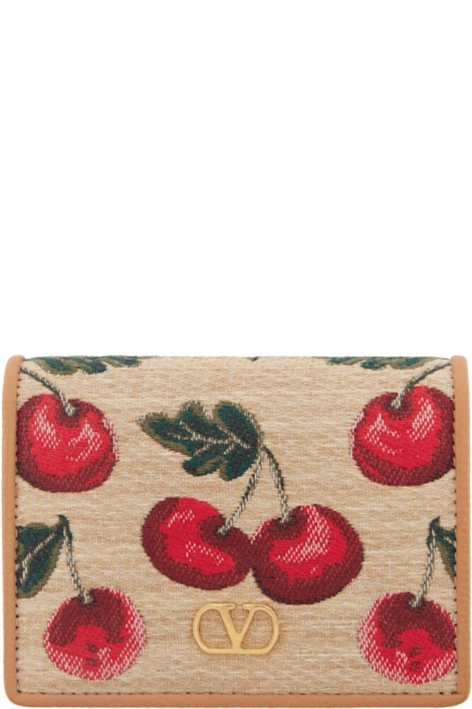 

Бежевый жаккардовый кошелек VLogo Signature Cherryfic Valentino Garavani