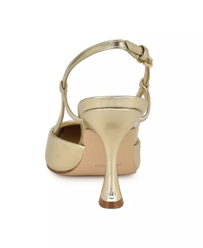 Женские туфли-лодочки Vassa на коническом каблуке Nine West, золотой — фото 3