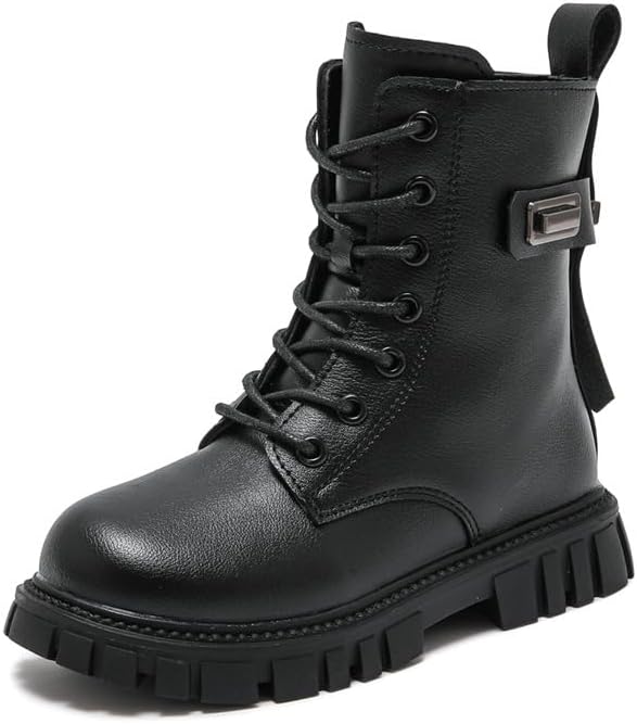 

Generic Детские ботинки на шнуровке с короткой боевой подошвой, модные повседневные ботинки с боковой молнией и шнуровкой, белые боевые ботинки, осенне-зимние стильные нескользящие ботильоны