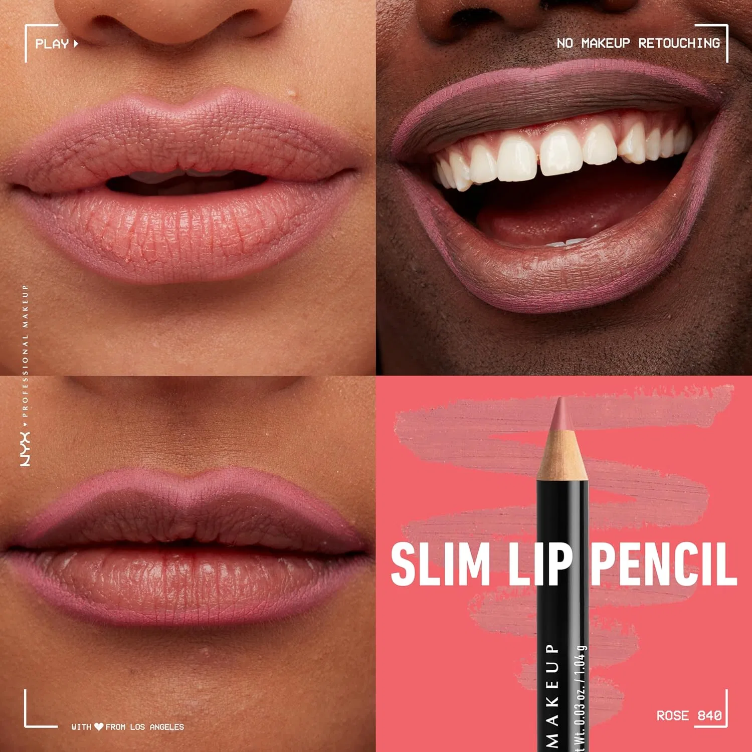 Карандаш для губ Slim Lip Liner Pencil NYX Professional Makeup, 1 шт, 0.14 унции, цвет 840 Rose — фото 2