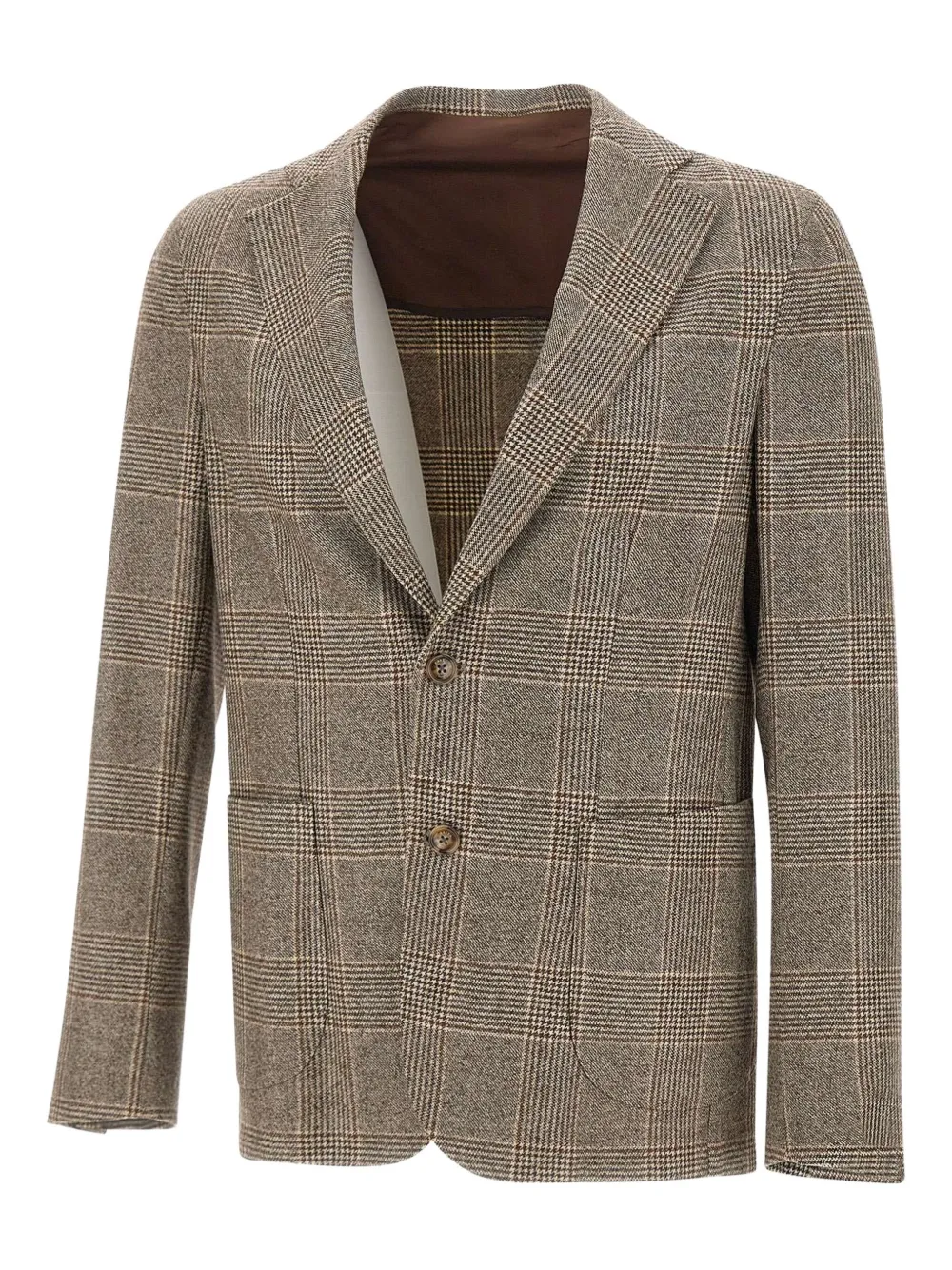 

Клетчатый пиджак на пуговицах Barba, коричневый