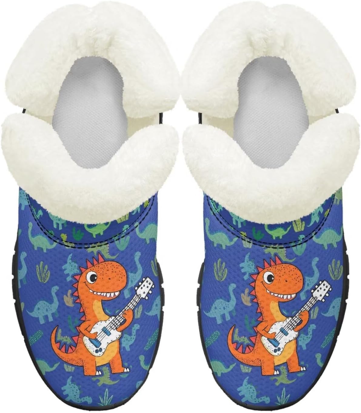 Детские зимние непромокаемые ботинки для девочек и мальчиков, утепленные мехом, для малышей, наружная обувь, легко надевать и снимать Chririnla, Bass Dinosaur — фото 2