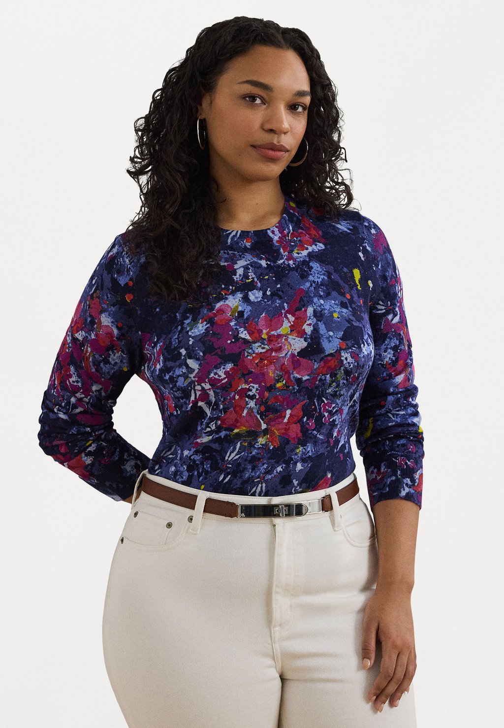 

Джемпер PRINT COTTON-BLEND SWEATER Lauren Ralph Lauren Woman, синий
