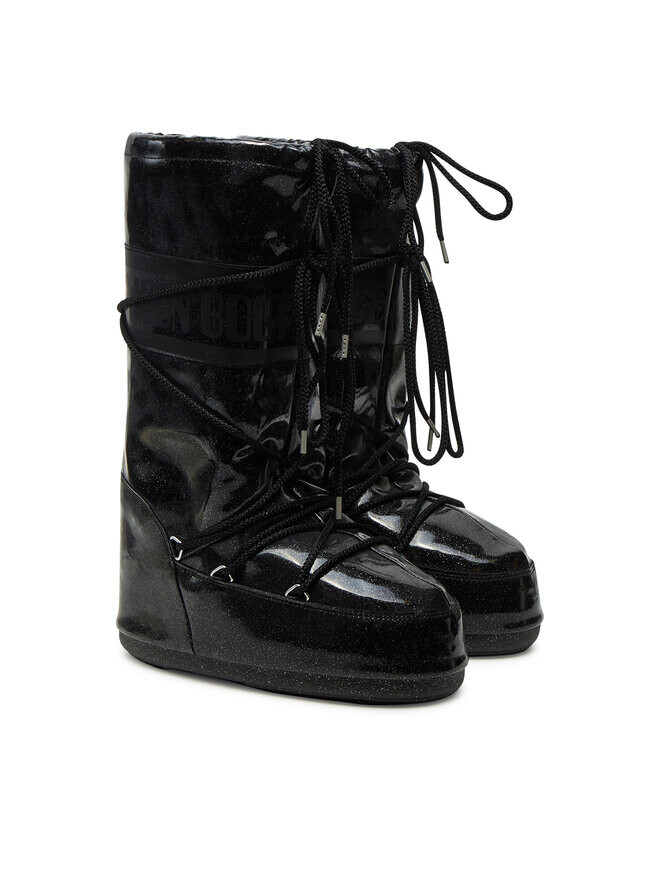 Зимние ботинки женские Moon Boot высокие лакированные, черный — фото 2
