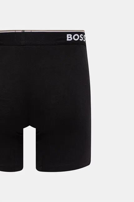Боксеры хлопковые с эластаном 3 шт BOSS, черный — фото 3
