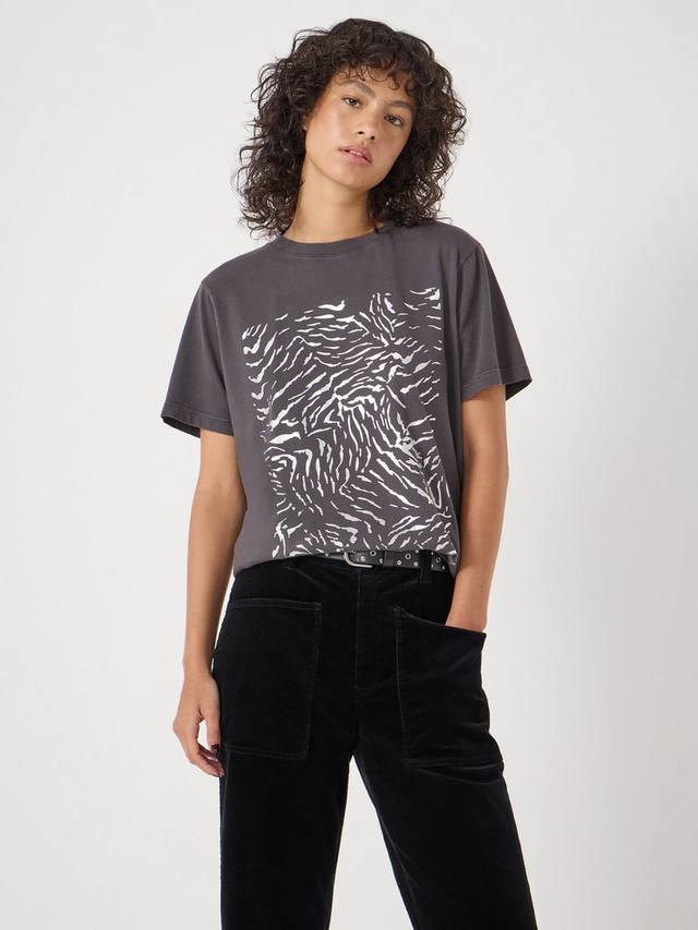 

Футболка с принтом зебры и круглым вырезом HUSH, Charcoal Grey