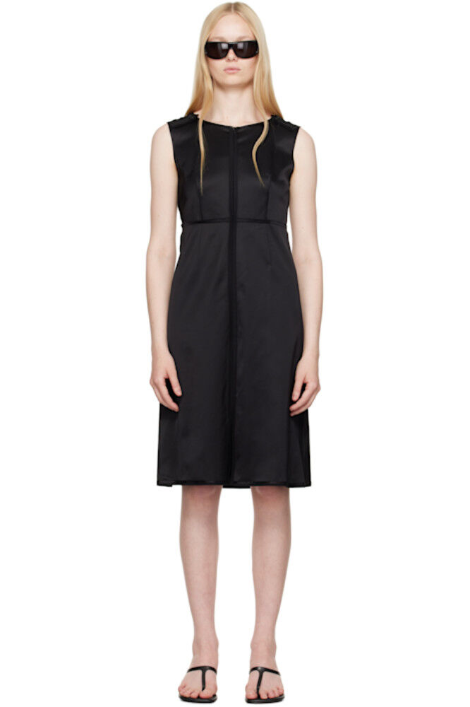 

Черное атласное стрейчевое платье миди MM6 Maison Margiela