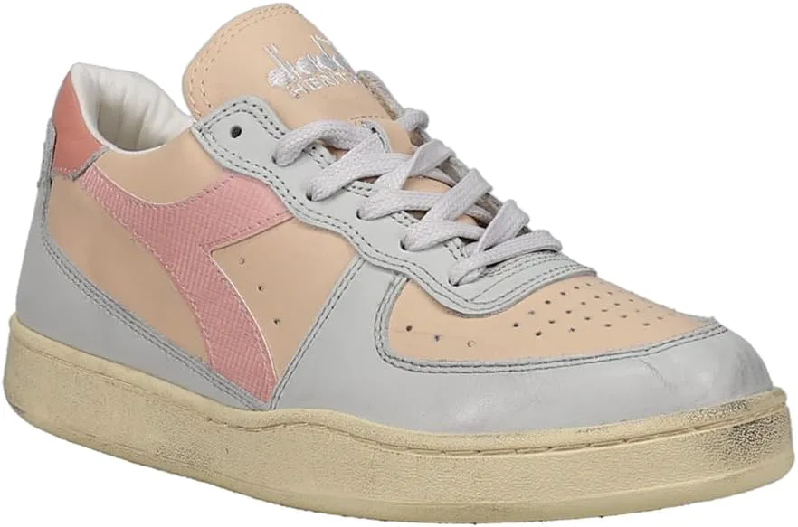Мужские кроссовки Diadora Mi Basket Low с шнуровкой, повседневные - серые с оранжевым, серый — фото 4