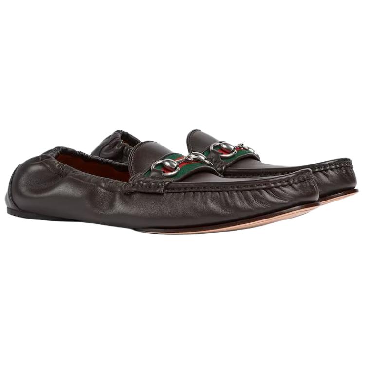 Horsebit 1953 повседневные кожаные туфли мужские GUCCI, темно-коричневый — фото 4