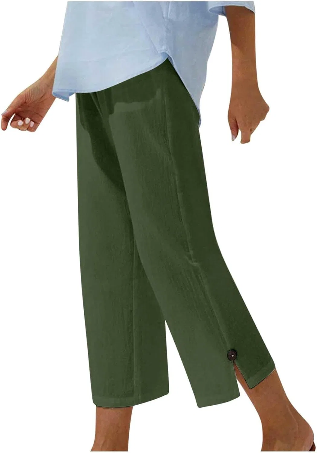 Брюки Casual, Linen, Army Green