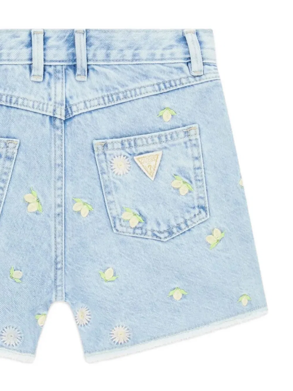 Джинсовые шорты с цветочной вышивкой Guess Kids, синий — фото 3