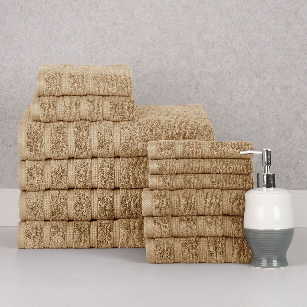 

Bibb Home Набор полотенец из египетского хлопка нулевой крутки из 12 предметов, цвет Linen