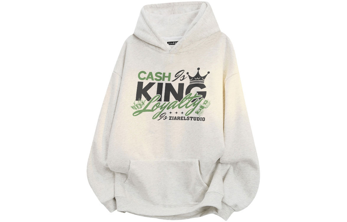 

Толстовка Unisex Hooded Moderate Heavyweight ZIAREL, белый heather серый