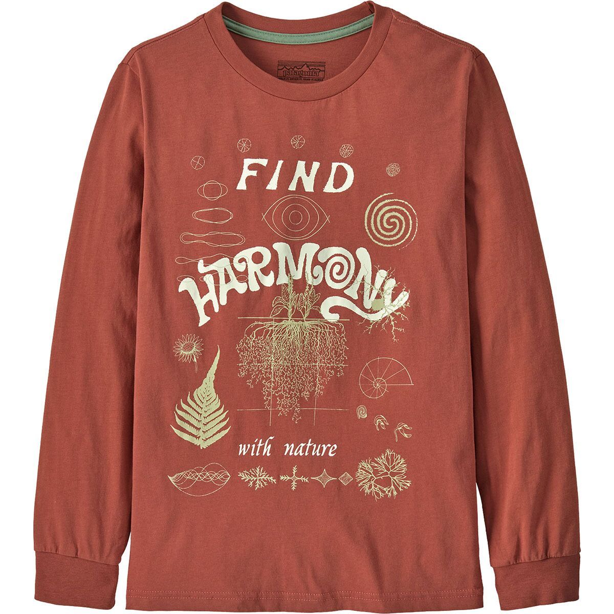 

Футболка с длинным рукавом и принтом Patagonia, цвет find harmony: potters red