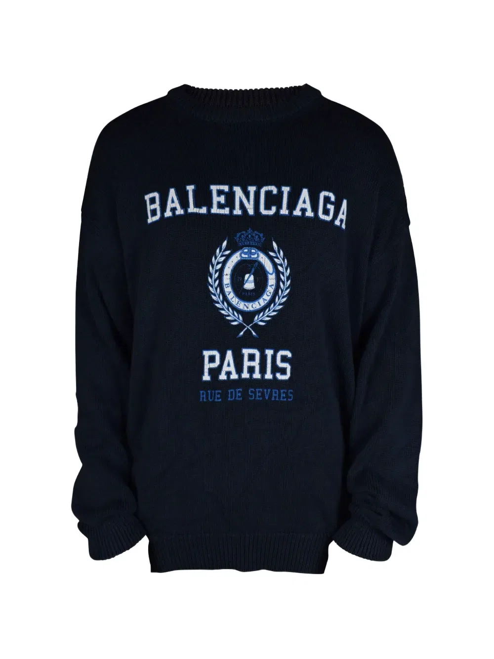 Толстовка в рубчик с логотипом Balenciaga, синий — фото 3