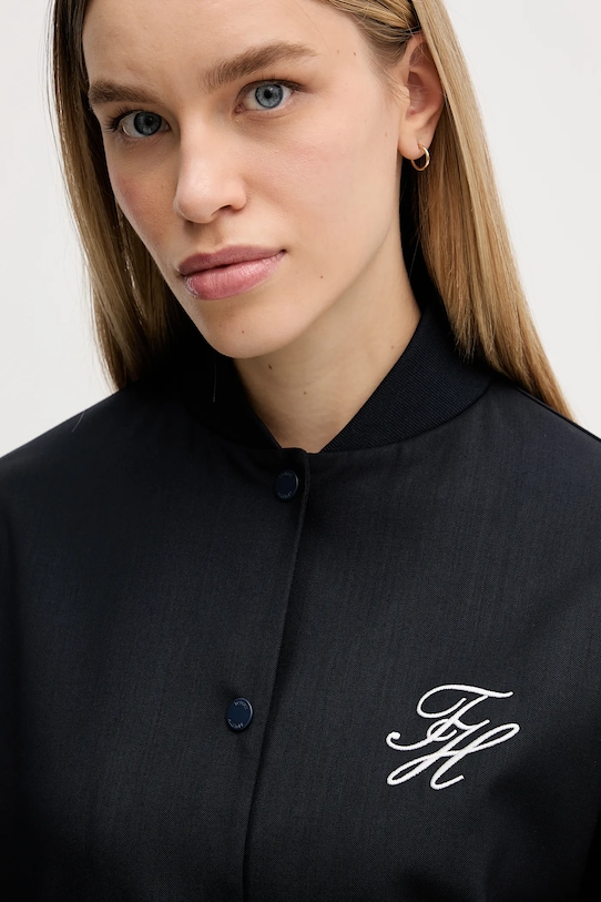 Шерстяная куртка-бомбер Tommy Hilfiger, темно-синий — фото 4