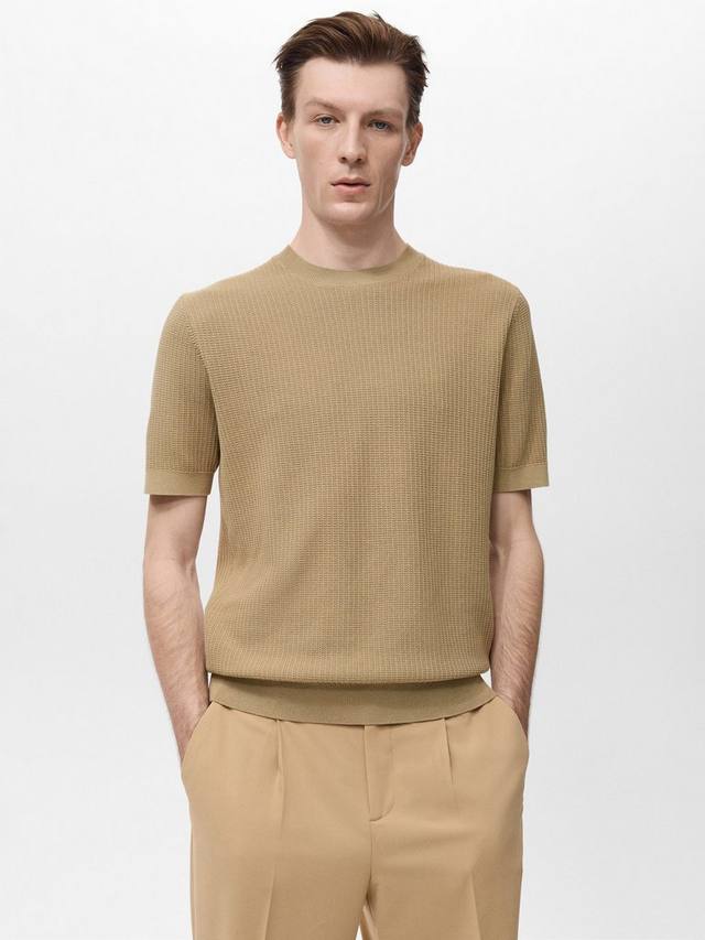 

Футболка из мягкой хлопковой ткани Mango, Light Beige