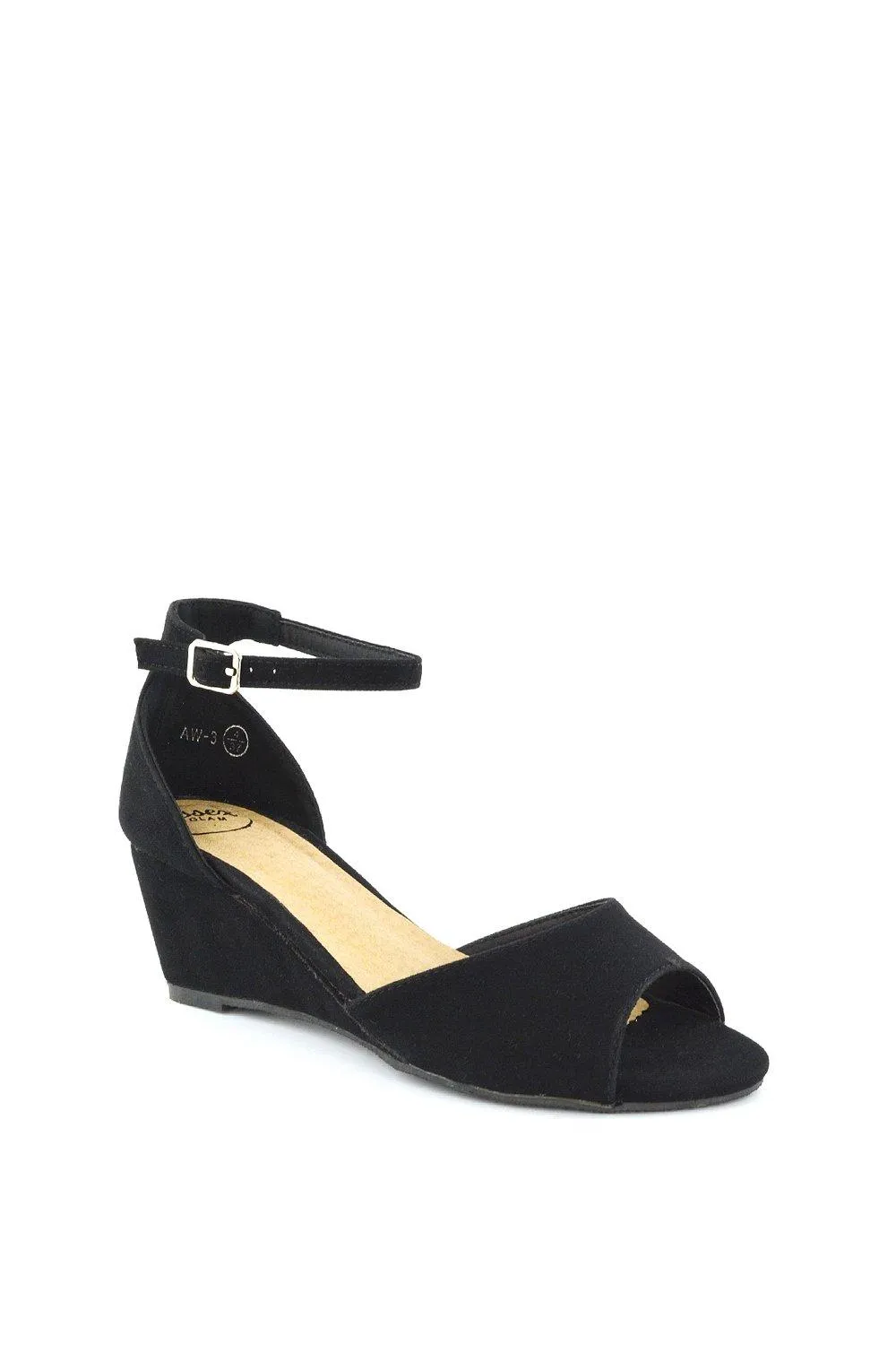 Босоножки на средней танкетке 'Lottie' Peeptoe XY London, черный — фото 2