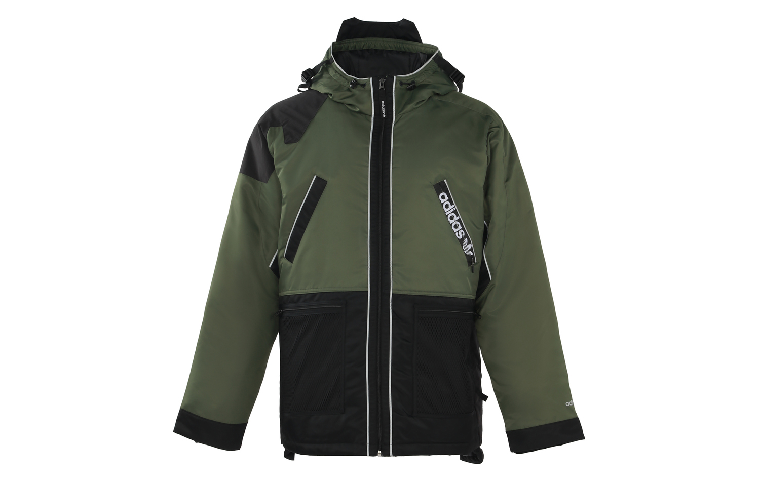 Adidas Originals Приключенческая пуховая куртка мужская черно-зеленая, Black Green Multicolor — фото 3