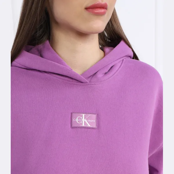 Укороченная толстовка с широкими рукавами и логотипом Badge Calvin Klein, фиолетовый — фото 4