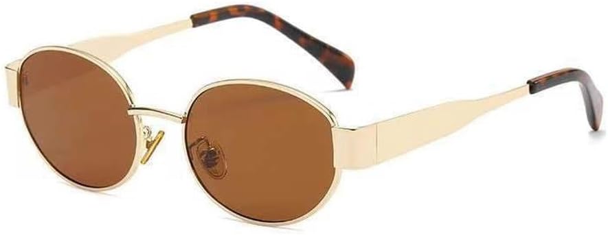 

Винтажные гламурные женские солнцезащитные очки в металлической оправе овальной формы, стильные мужские солнцезащитные очки, модные унисекс очки с защитой от УФ-излучения UV400 WNCKSQ, C1