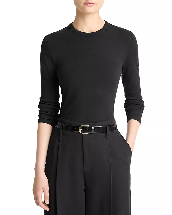 

Базовая футболка с длинным рукавом и круглым вырезом Vince, черный