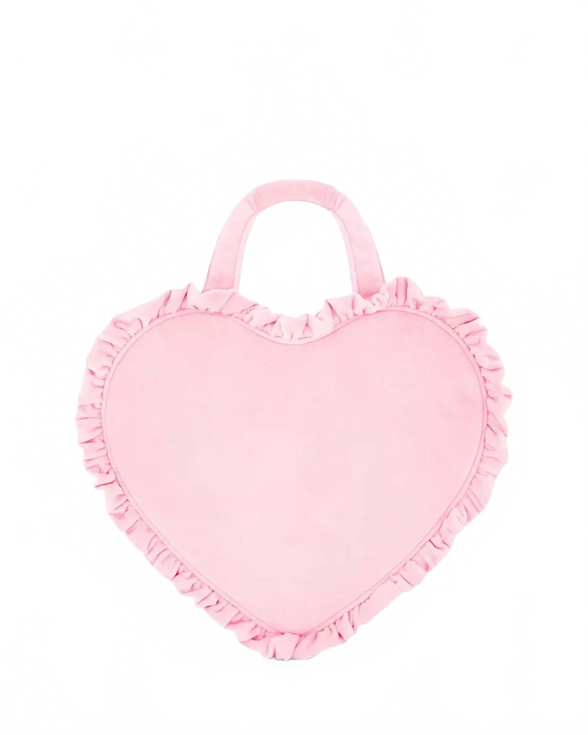 

Женская бархатная мини-сумка-сердечко с рюшами в цвете Sunburst (розовая) Stoney Clover Lane