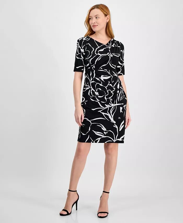 

Платье Petite Printed со складками Connected, черный