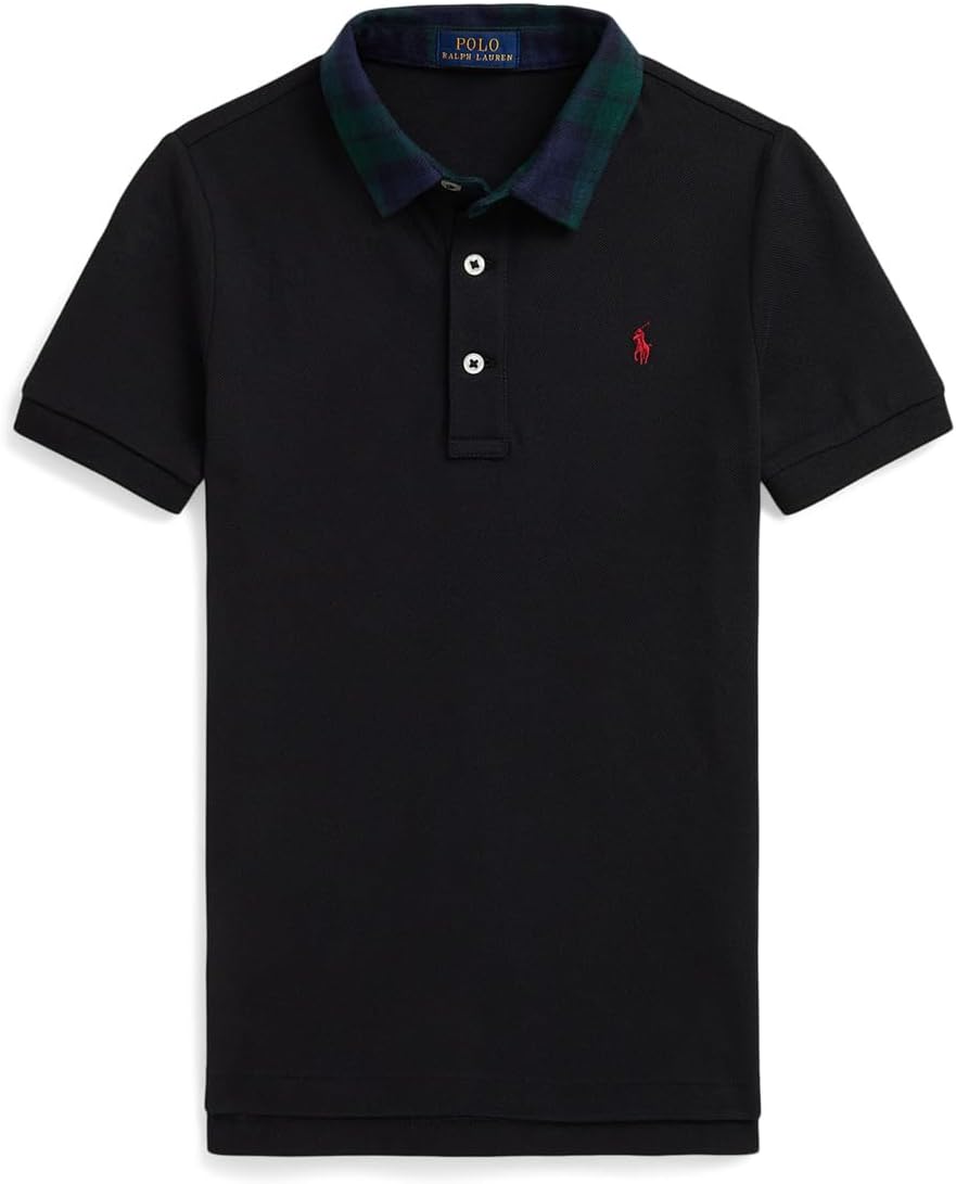 

Рубашка-поло из хлопковой сетки с клетчатым воротником Polo Ralph Lauren Kids, Polo Black