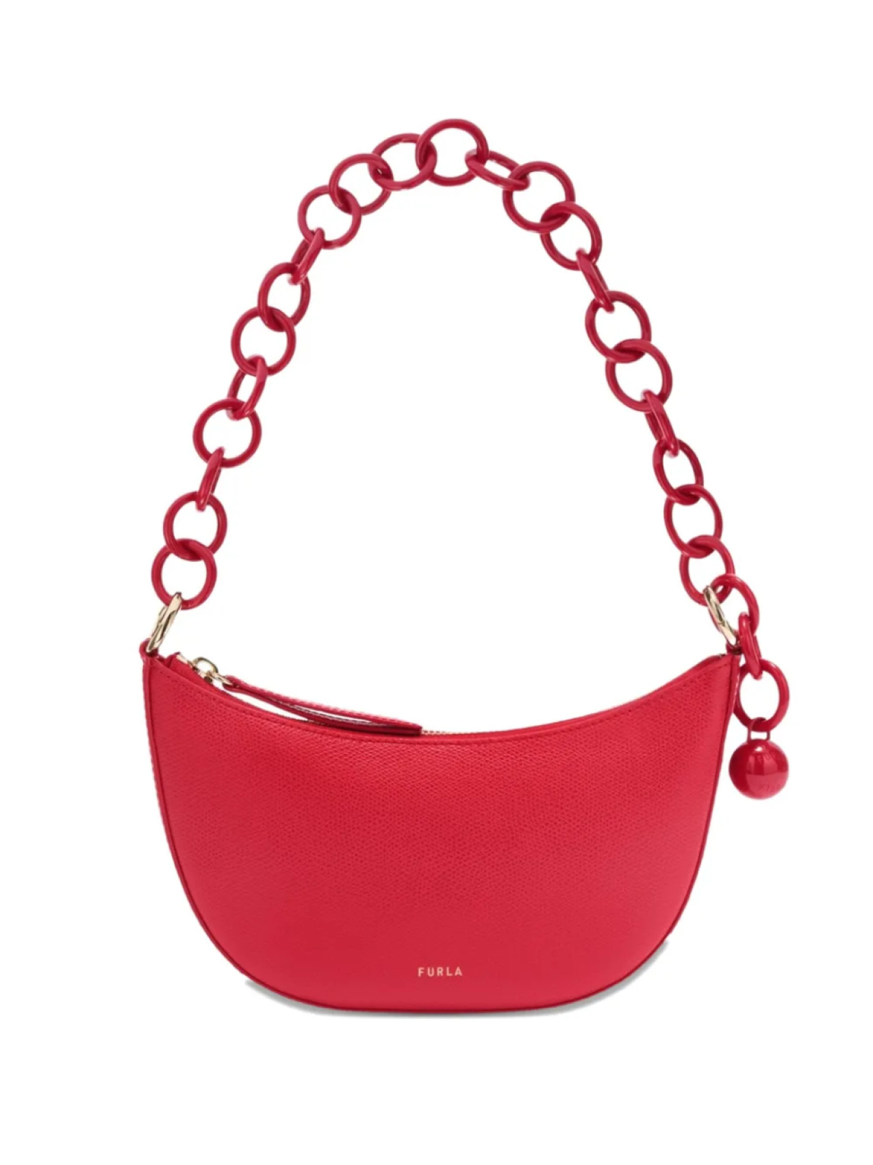 

Сумка Furla mini Sfera в форме полумесяца с цепочкой, красный