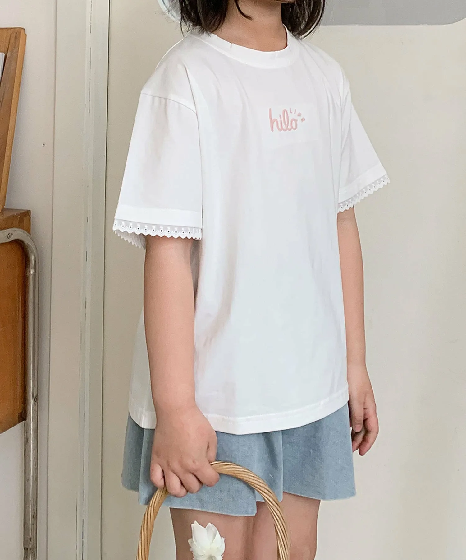 Детская футболка с кружевными рукавами [aimoha-KIDS-] Aimoha Kids, white — фото 3