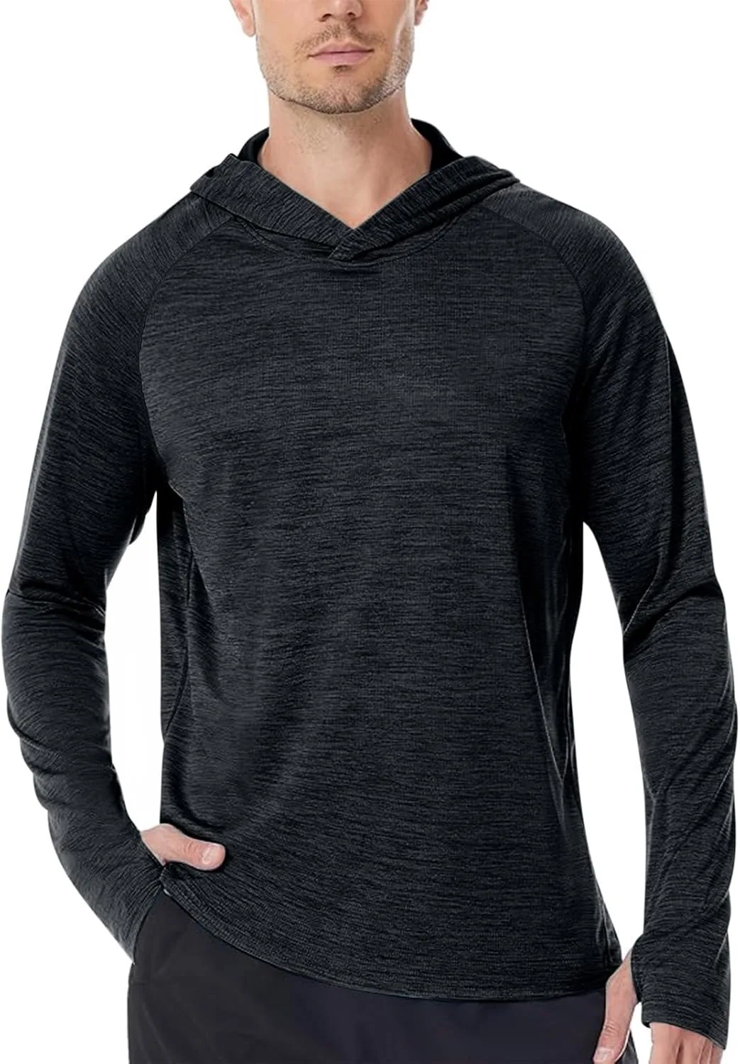 

Мужская однотонная футболка для рыбалки с длинным рукавом и капюшоном UV